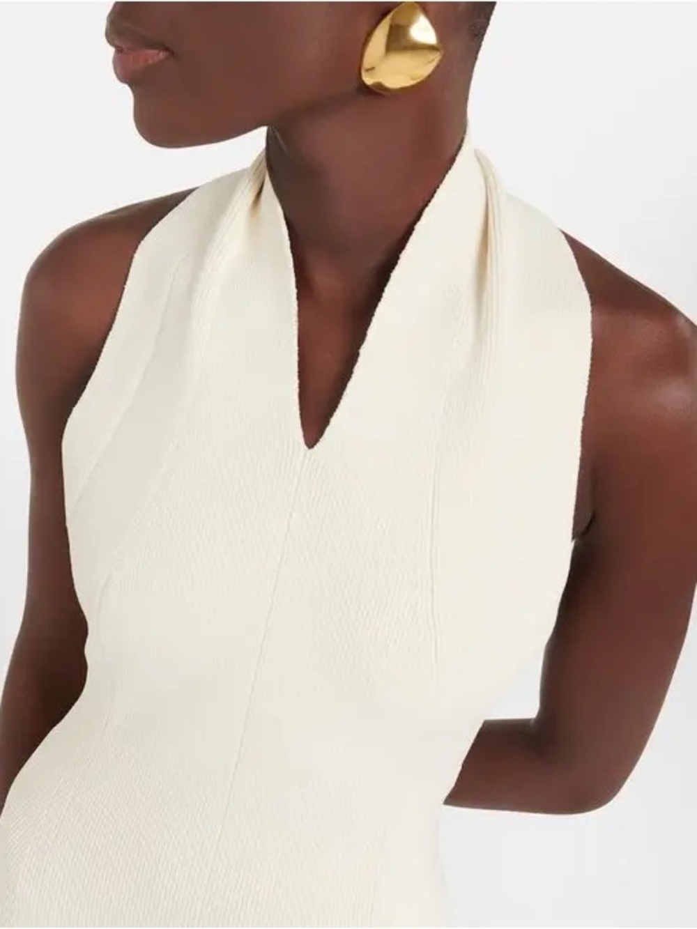 KHAITE THE ALMFAI Cream Sleeveless Ribbed Midi Dress - Picture 4 of 7